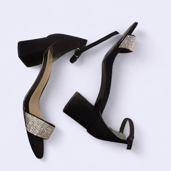 J. Miller Black velvet Rhinestone Heel - Picture 1 of 8